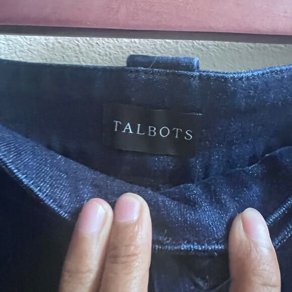 Talbots High Rise Wide Leg Sailor Jeans 10‎ Blue Dark Wash Women's Raw Hem - Picture 7 of 10